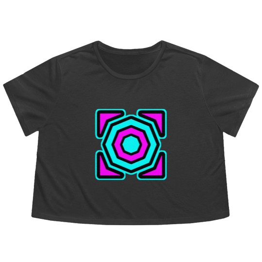 Discover Trusta cube Geometry Dash icon Flowy Cropped Tees
