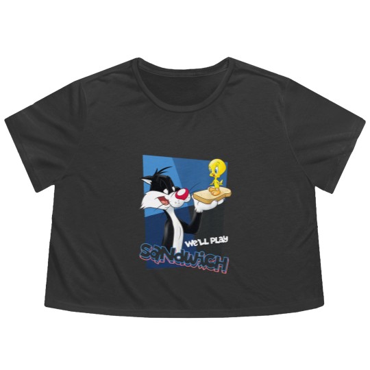 Discover Tweety Bird Flowy Cropped Tees Looney Tunes Sylvester Tweety Sandwich