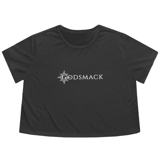 Discover Godsmack Sun logo on black Flowy Cropped Tees