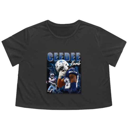 Discover Ceedee Lamb Cowboys Flowy Cropped Tees, America Football Flowy Cropped Tees, Washed Color Flowy Cropped Tees