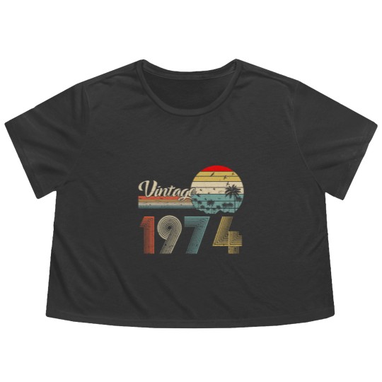 Discover Vintage 1974 Flowy Cropped Tees, 1974 Birthday Flowy Cropped Tees, 49th Birthday Flowy Cropped Tees