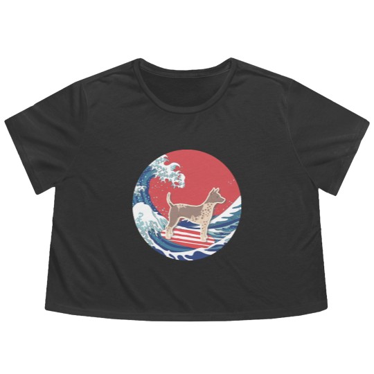 Discover American Hairless Terrier T- Flowy Cropped Tees American Hairless Terrier Gifts - Ocean Waves Surfing American Hairless Terrier.  Gifts For American Hairless Terrier Moms, Dads & Owners T- Flowy Cropped Tees