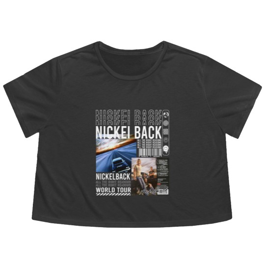 Discover Nickelback Music Flowy Cropped Tees, Merch Vintage Get Rollin' Tour 2023 Flowy Cropped Tees