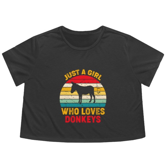 Discover Just A Girl Who Loves Donkeys Retro Sunset Donkey Lovers Flowy Cropped Tees