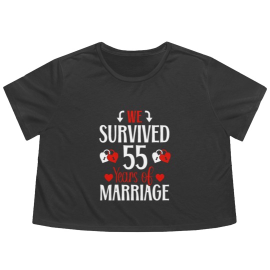 Discover 55th Wedding Anniversary 55 Year Marriage Romantic Flowy Cropped Tees