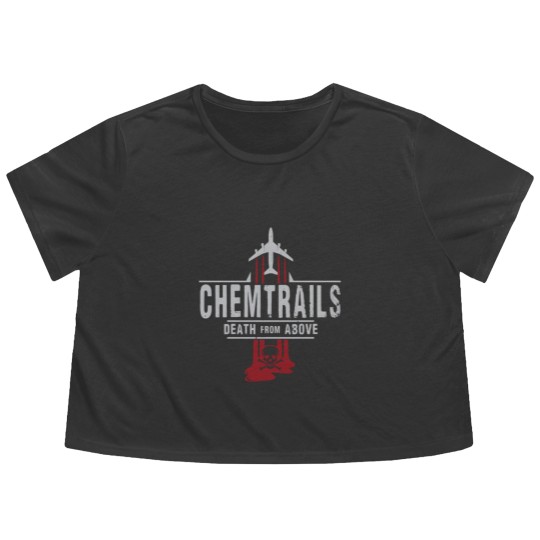 Discover Jet Chemtrails Red & Grey Logo Flowy Cropped Tees