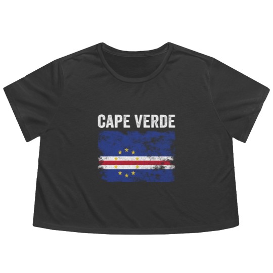 Discover Cape Verde Flag Distressed Flowy Cropped Tees