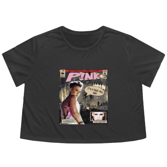 Discover P!nk Comic Flowy Cropped Tees, P!nk Trustfall World Tour Album Graphic Flowy Cropped Tees