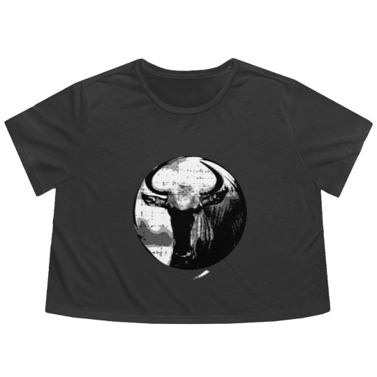 Discover Wildebeest GNU Wildlife Animal Safari Antelope Flowy Cropped Tees