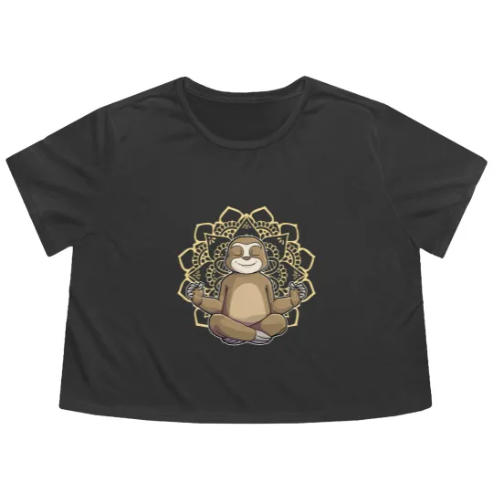 Discover Yoga Sloth My Spirit Animal Meditation Namaste Lazy Animal Flowy Cropped Tees