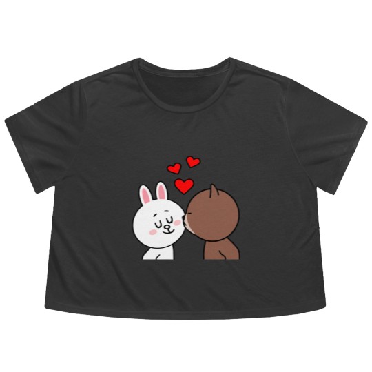 Discover Brown Bear Cony Bunny Rabbit The Kiss Flowy Cropped Tees
