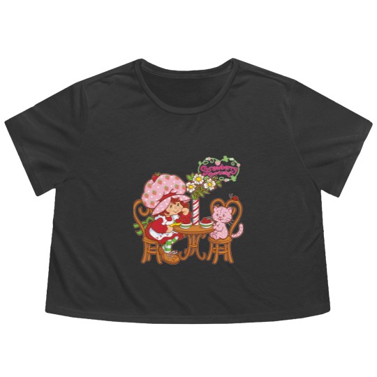 Discover Strawberry Shortcake strawberry shortcake and cat Flowy Cropped Tees