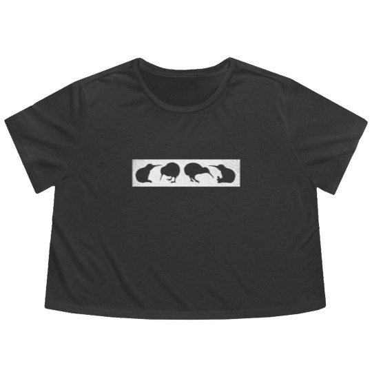 Discover Kiwi Bird Silhouettes New Zealand Animal Flowy Cropped Tees