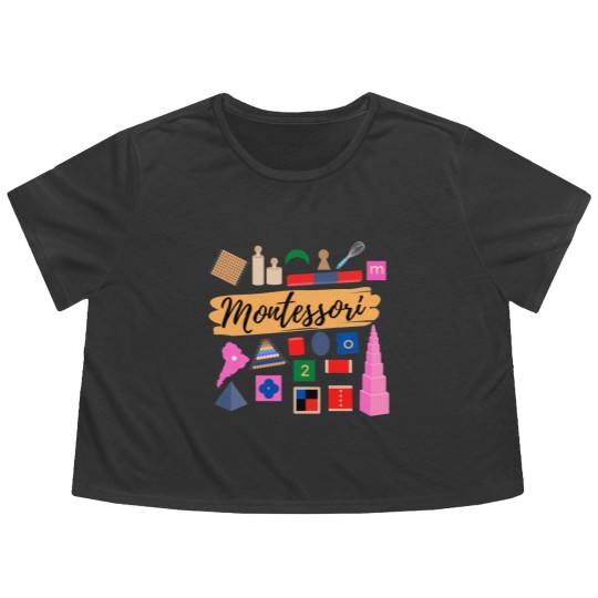 Discover Montessori materials gift for Montessori teacher or Montessori mom Flowy Cropped Tees