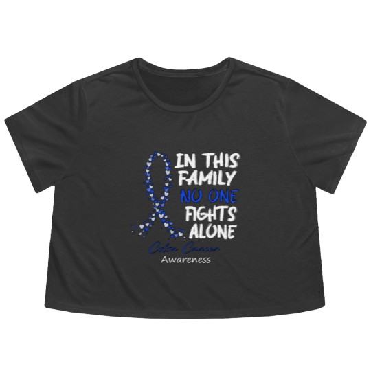 Discover Colon Cancer Awareness In This Family No One Fights Alone - Faith Hope Cure - Colon Cancer Awareness - Flowy Cropped Tees