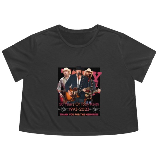 Discover New 30 Years Of Toby Keith 1993 - 2023 Thank You Flowy Cropped Tees