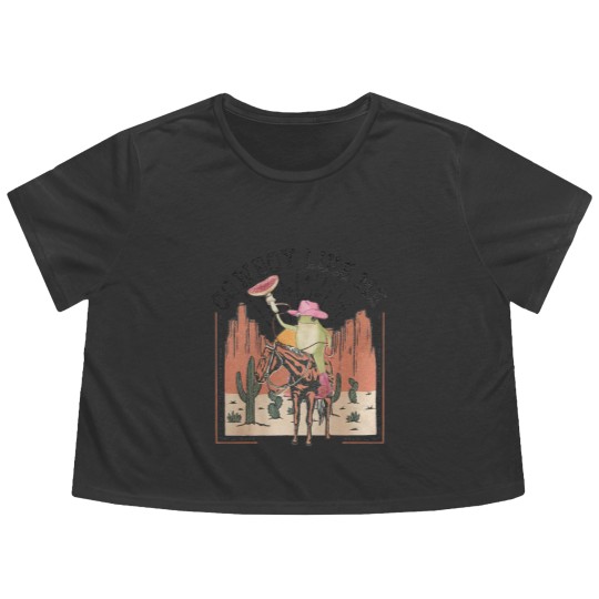 Discover You're a cowboy like me Flowy Cropped Tees, Cowboy Frog Flowy Cropped Tees