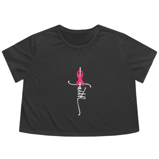 Discover Breast Cancer Faith Breast Cancer Awareness Flowy Cropped Tees
