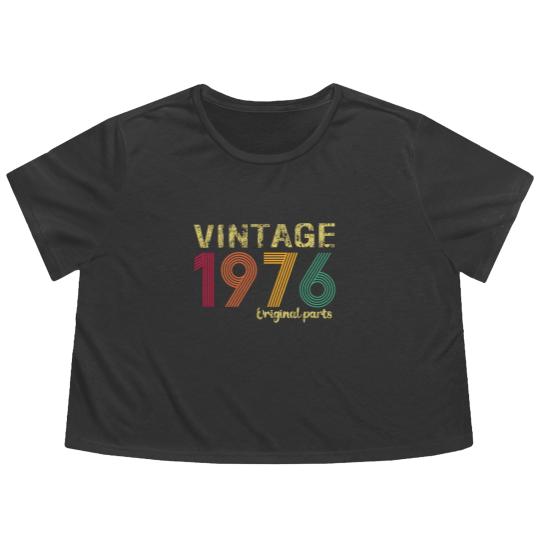 Discover 1976 Original Parts Flowy Cropped Tees, 47th Birthday Flowy Cropped Tees, Retro 1976