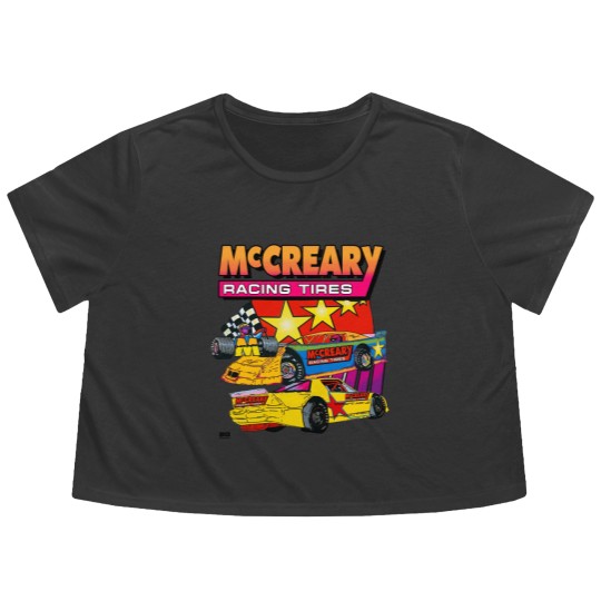 Discover Vintage 1990s McCreary Racing Tire Neon Flowy Cropped Tees