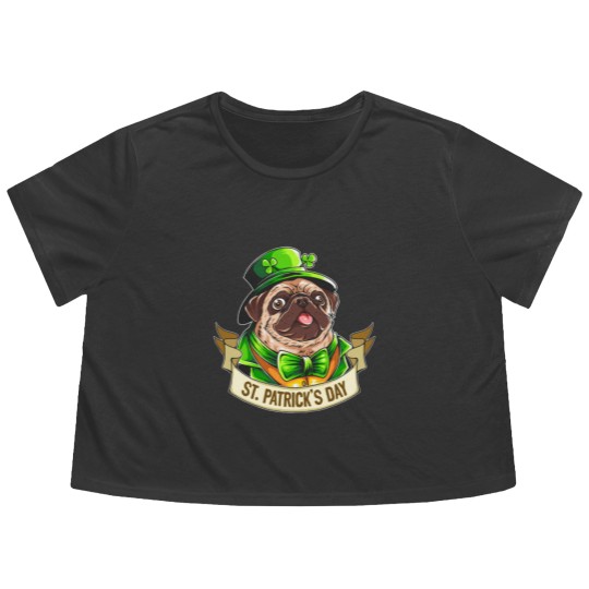Discover St. Patrick's Day Pug Flowy Cropped Tees