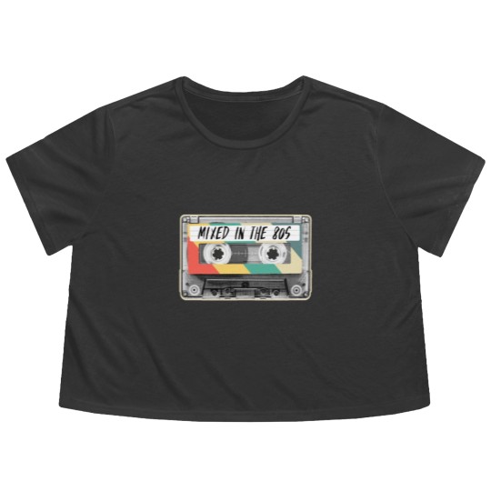 Discover Cassette Tape Mixed in the 80s Fashion Retro 1980s Flowy Cropped Tees
