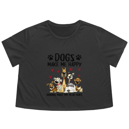 Discover dogs make me happy humans make my head hurt Flowy Cropped Tees