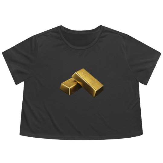 Discover Shiny Gold Flowy Cropped Tees