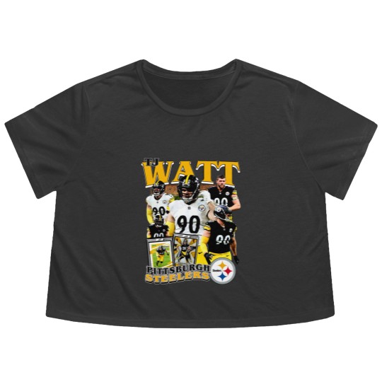 Discover Vintage 90s Graphic Style T. J. Watt Flowy Cropped Tees, Football Flowy Cropped Tees