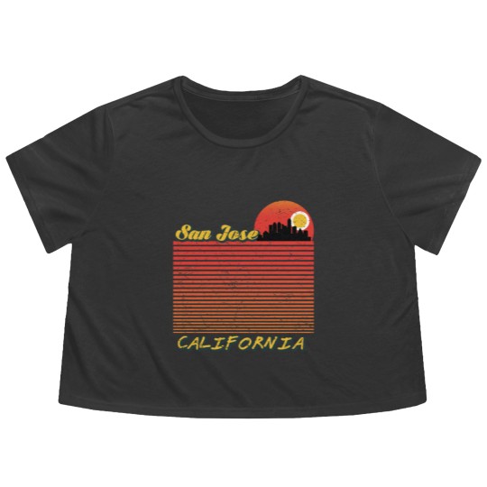 Discover Vintage San Jose City California Downtown Skyline Flowy Cropped Tees