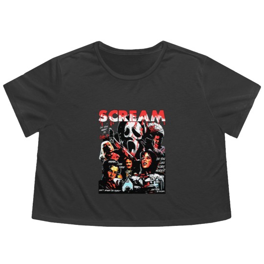 Discover Limited Vintage Scream Movie Flowy Cropped Tees, Scream Halloween Flowy Cropped Tees, Gift For Woman and Man Unisex Flowy Cropped Tees
