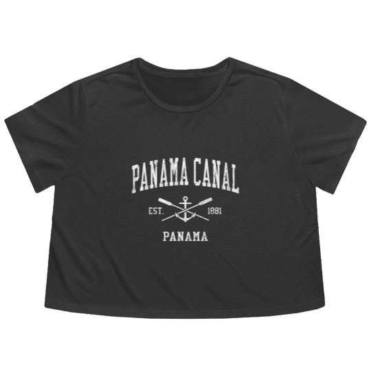 Discover panama canal vintage crossed oars boat anchor sports Flowy Cropped Tees