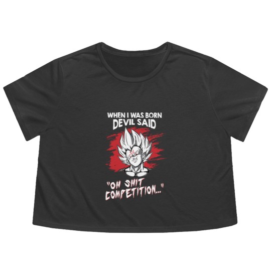 Discover Super Saiyan Majin vegeta)Super Saiyan Majin vegeta Flowy Cropped Tees