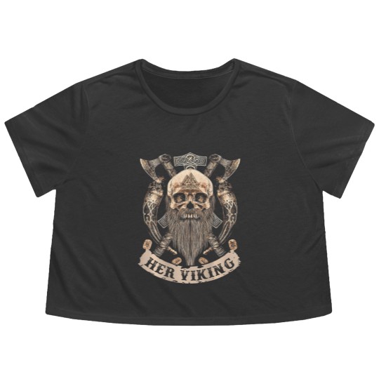 Discover her viking his shieldmaiden couple t Flowy Cropped Tees