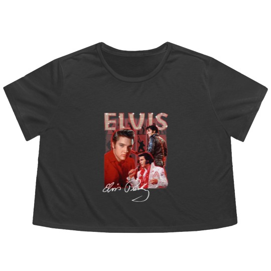 Discover 80s Elvis Presley Short Sleeve Gift Fans Black Allsizes S-5Xl Unisex Flowy Cropped Tees