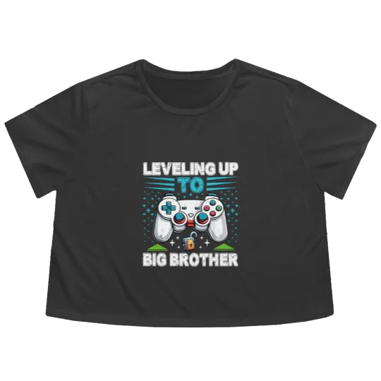 Discover Leveling up to Big Brother 2024 funny gamer Flowy Cropped Tees