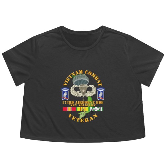Discover Vietnam Combat Infantry Veteran w 173rd Airborne Bde SSI V1 Flowy Cropped Tees