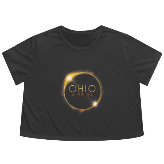 Discover Solar Eclipse 2024 State Ohio Total Solar Eclipse Flowy Cropped Tees