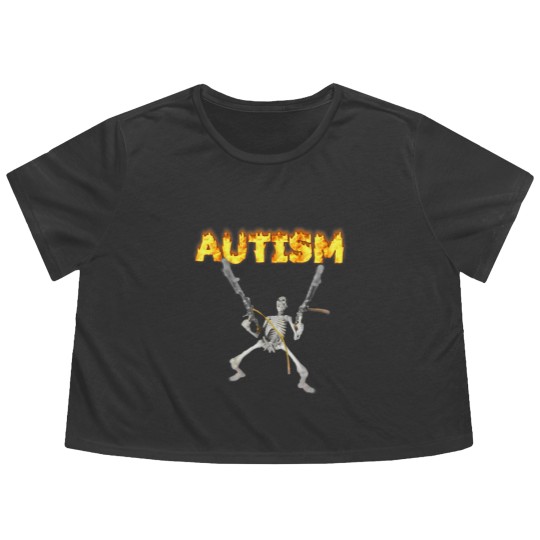 Discover autism skeleton meme t Flowy Cropped Tees
