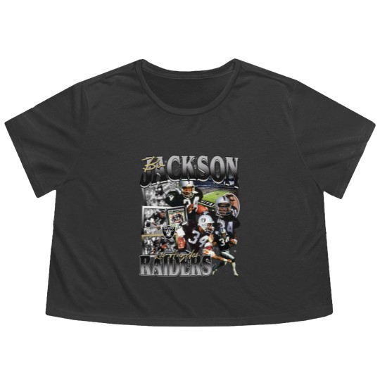 Discover Vintage 90s Graphic Style Bo Jackson Football Flowy Cropped Tees Football Flowy Cropped Tees