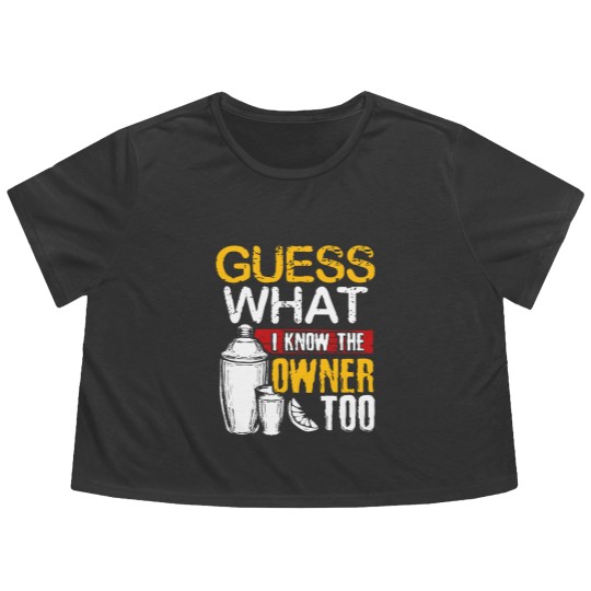 Discover Guess What I Know The Owner Too Waitress Flowy Cropped Tees