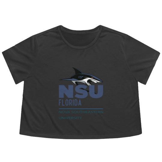 Discover Nova Southeastern University blue shark NSU Flowy Cropped Tees