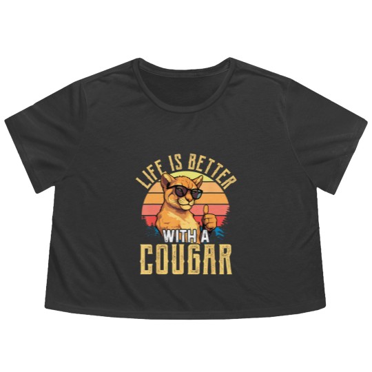 Discover life is better with a cougar funny cougars t Flowy Cropped Tees