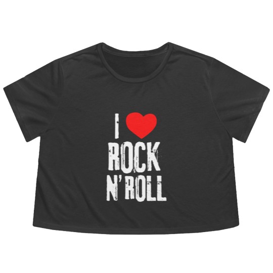 Discover i love rock roll band musician rock concert t Flowy Cropped Tees
