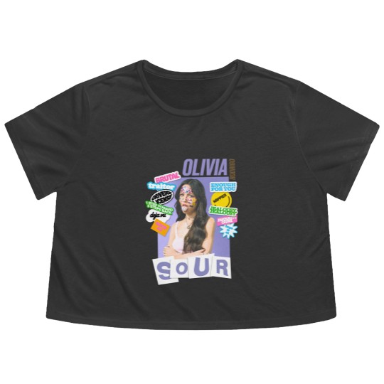 Discover Vintage Olivia Rodrigo Flowy Cropped Tees, Olivia Rodrigo Sour Tour Music Flowy Cropped Tees