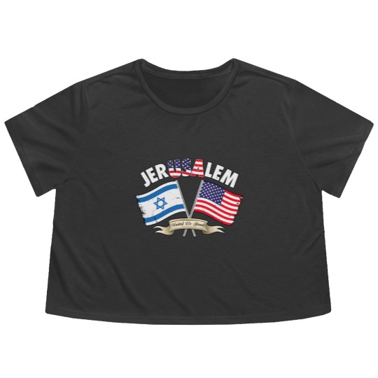 Discover Jerusalem Israel Usa American Flag Flowy Cropped Tees