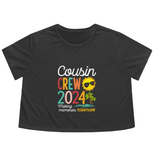 Discover Cousin Crew 2023 Summer Vacation Beach Family Trip Matching Flowy Cropped Tees