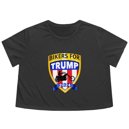 Discover Bikers for Trump 2024 American Flowy Cropped Tees