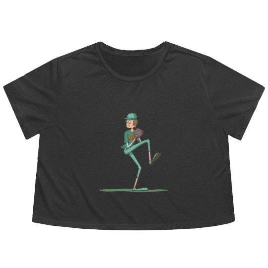 Discover Baseball pitcher throwing Flowy Cropped Tees