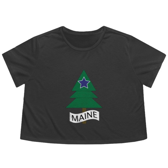 Discover 1901 Maine State Flag Remix Distressed Vintage - Maine - Flowy Cropped Tees
